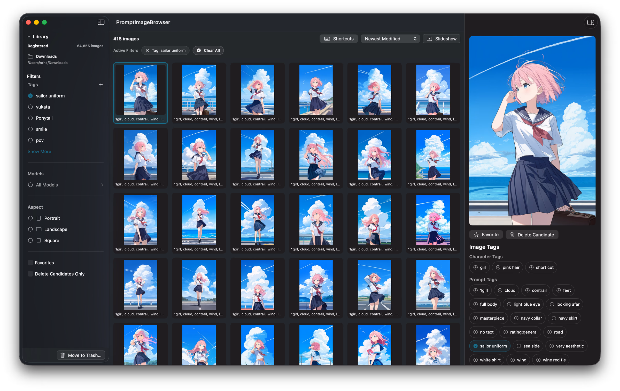 A close-up of the “Delete Candidate” button for the selected image.